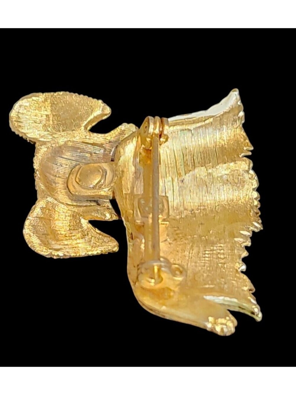 Vintage Gold-Tone Lhasa Apso Brooch Rhinestone Accents Doggie Jewelry - Picture 3 of 5